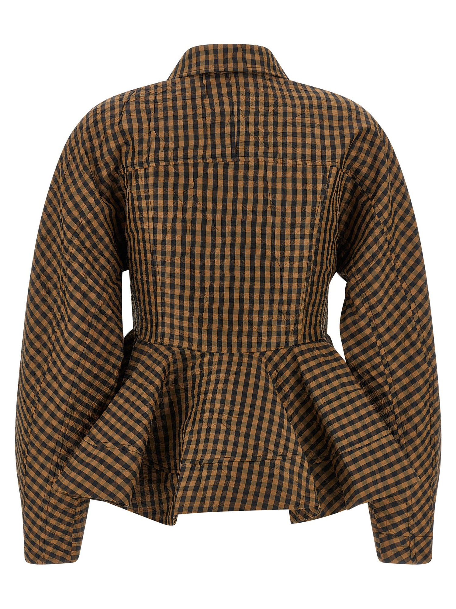 Ganni Crinckled Taffetà Blouse Brown