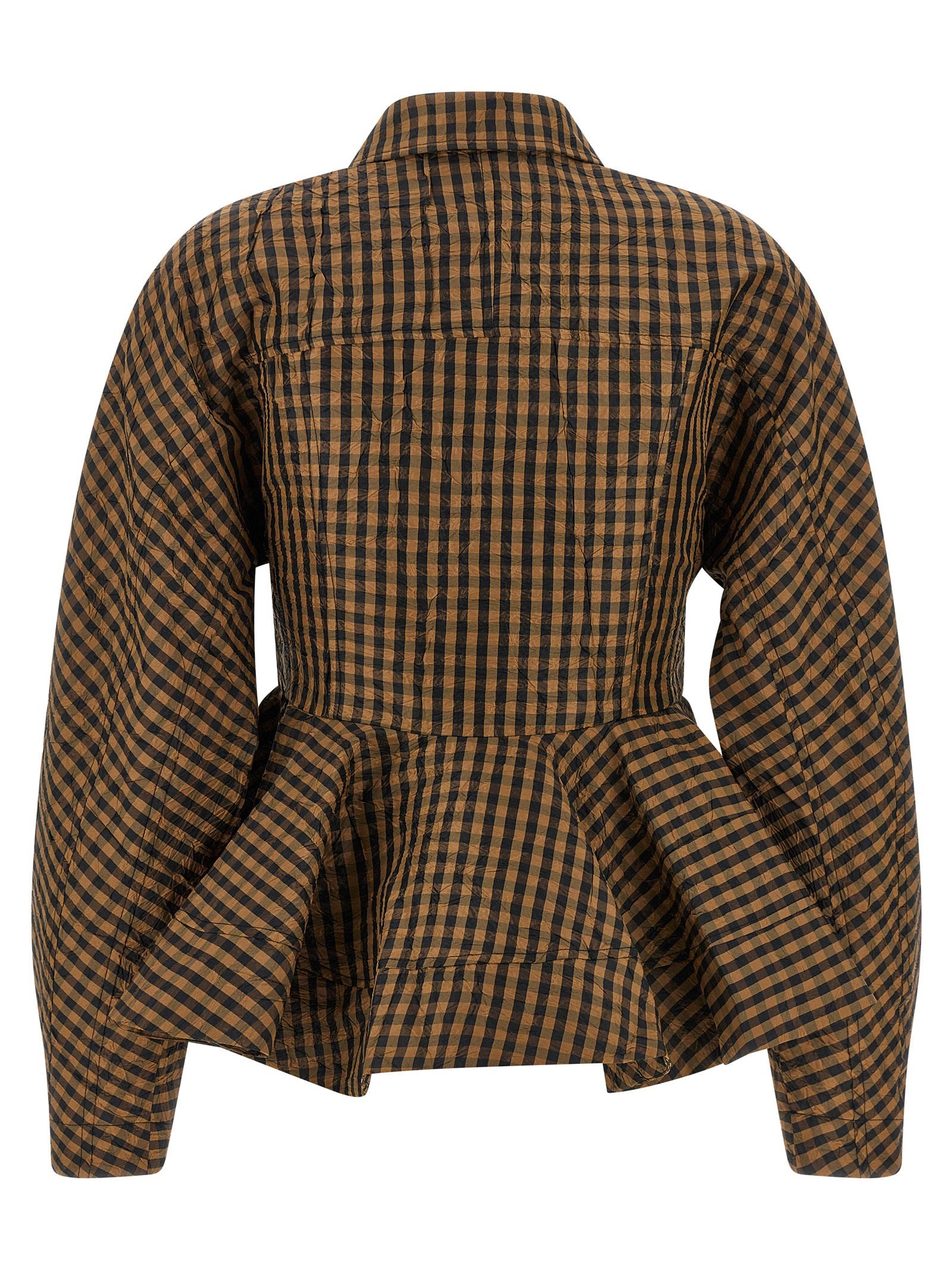 Ganni Crinckled Taffetà Blouse Brown
