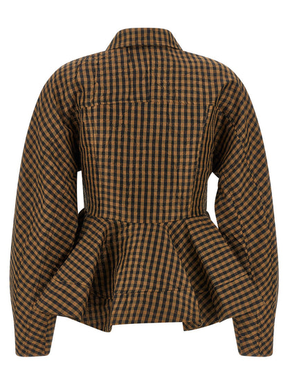 Ganni Crinckled Taffetà Blouse Brown