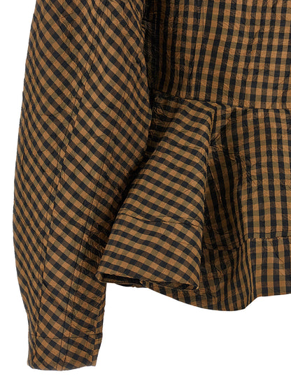 Ganni Crinckled Taffetà Blouse Brown