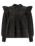 Ganni Black Washed Frill Blouse Black