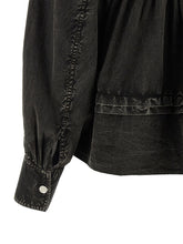 Ganni Black Washed Frill Blouse Black