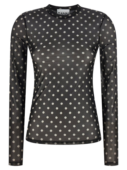 Ganni Printed Sheer Sweater Black