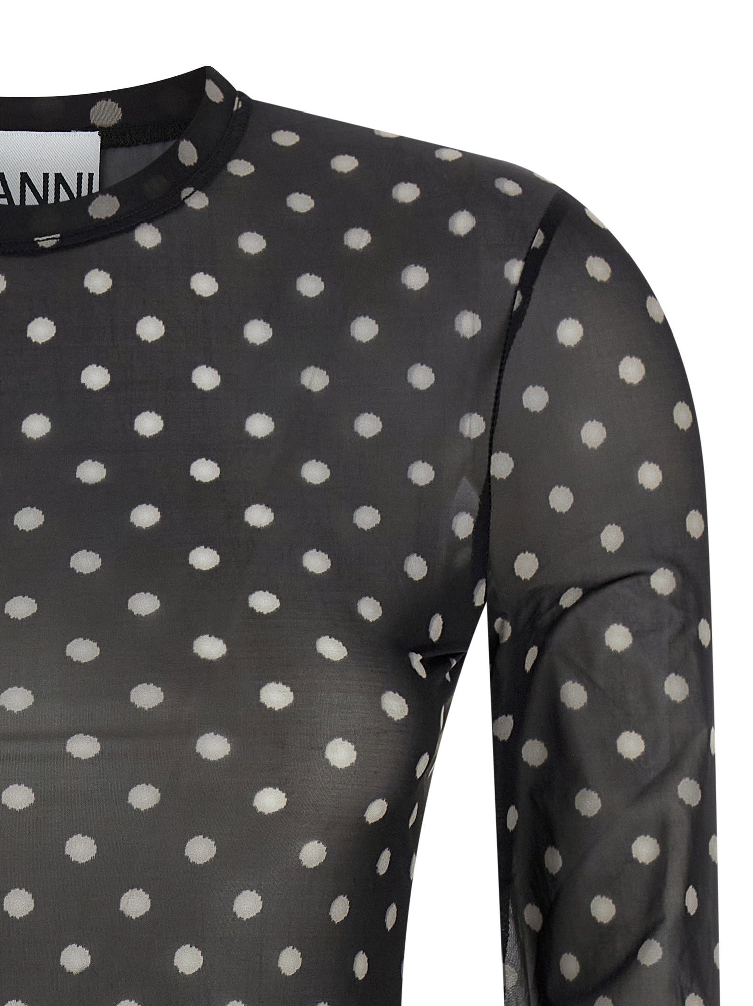 Ganni Printed Sheer Sweater Black