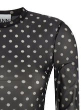 Ganni Printed Sheer Sweater Black