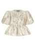 Ganni Satin Peplum Blouse White