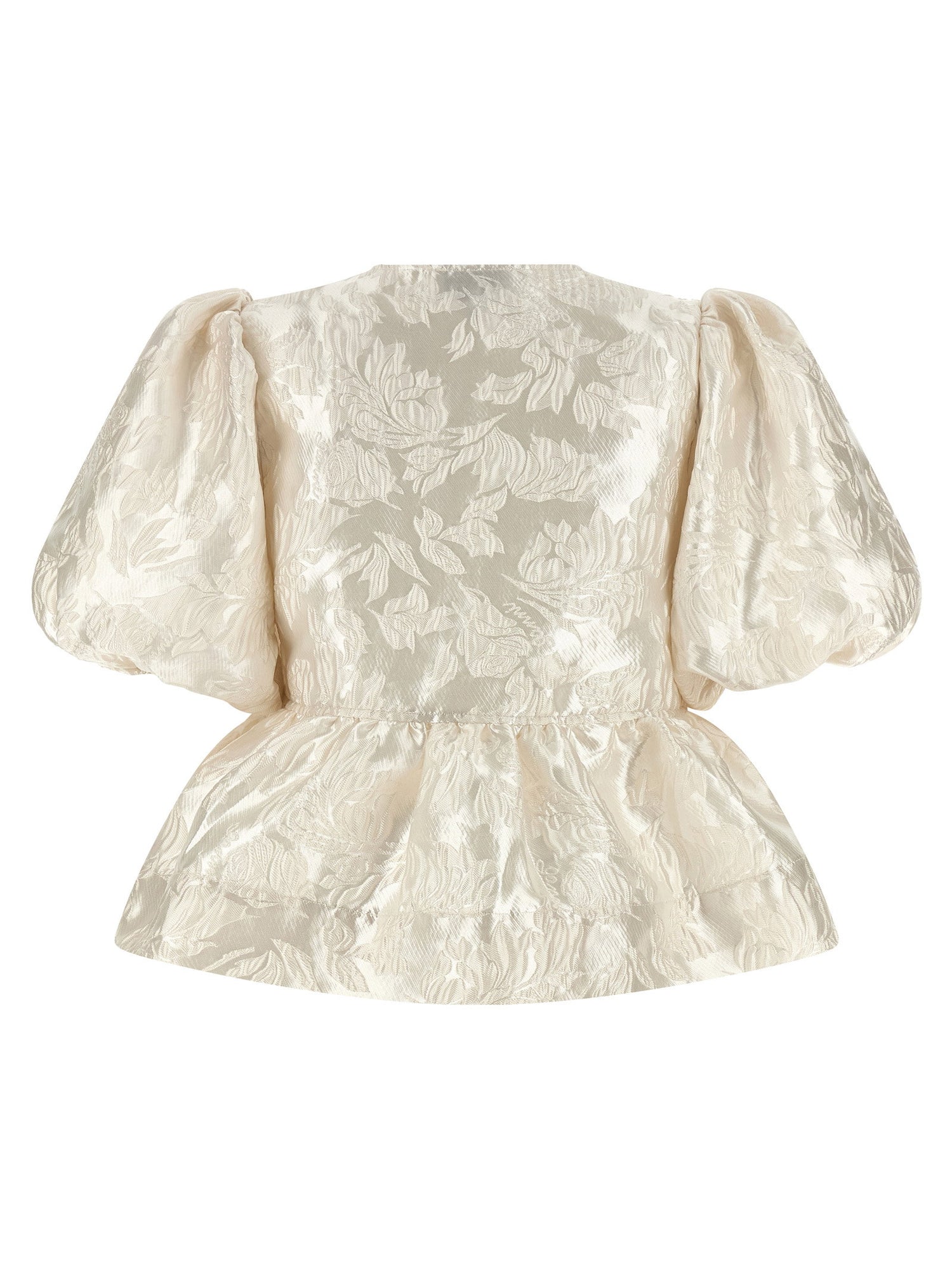 Ganni Satin Peplum Blouse White