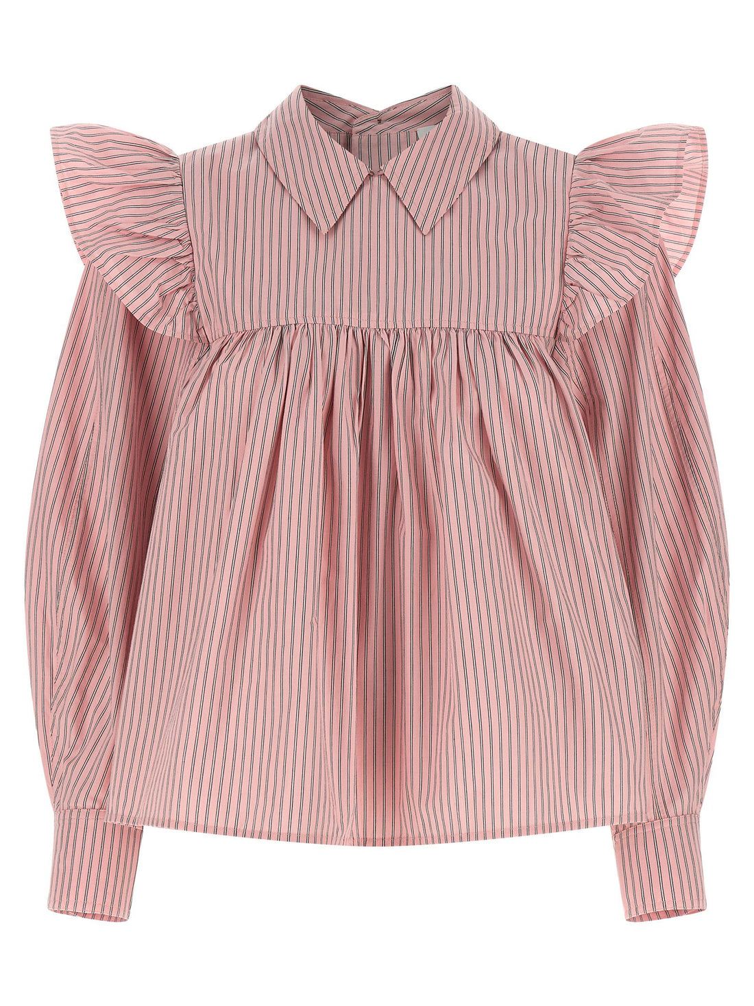 Ganni Striped Blouse Pink