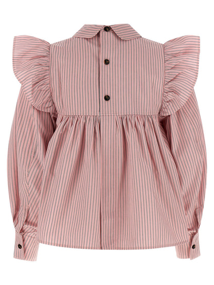 Ganni Striped Blouse Pink