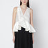 Ganni Ivory Satin Peplum Top Beige