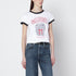 ganni cropped logo print t-shirt white