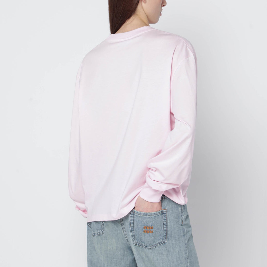 Ganni Light Cotton Logo Top Pink