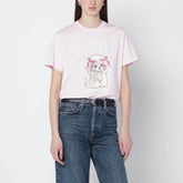Ganni Light Pink T-Shirt With Logo Print