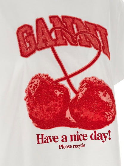 Ganni Cherry T-shirt Red