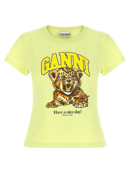 Ganni Tiger T-shirt Green