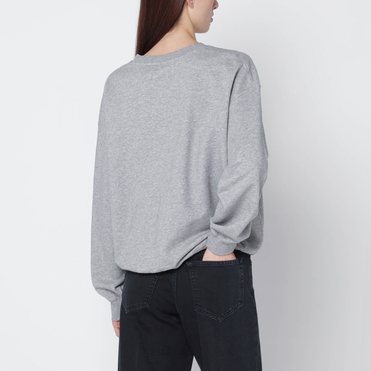 Ganni Kitten Print Logo Sweatshirt Grey