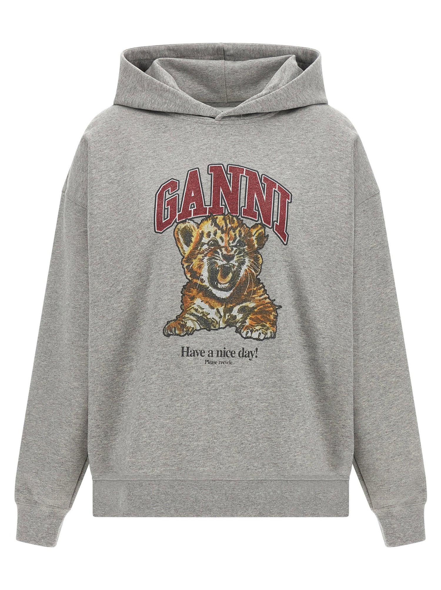 Ganni Grey Tiger Hoodie Gray