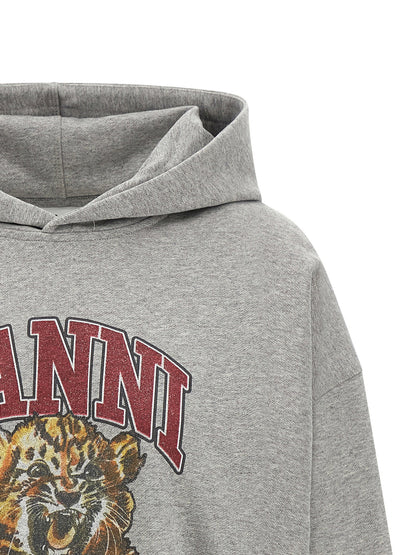 Ganni Grey Tiger Hoodie Gray