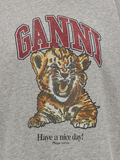 Ganni Grey Tiger Hoodie Gray