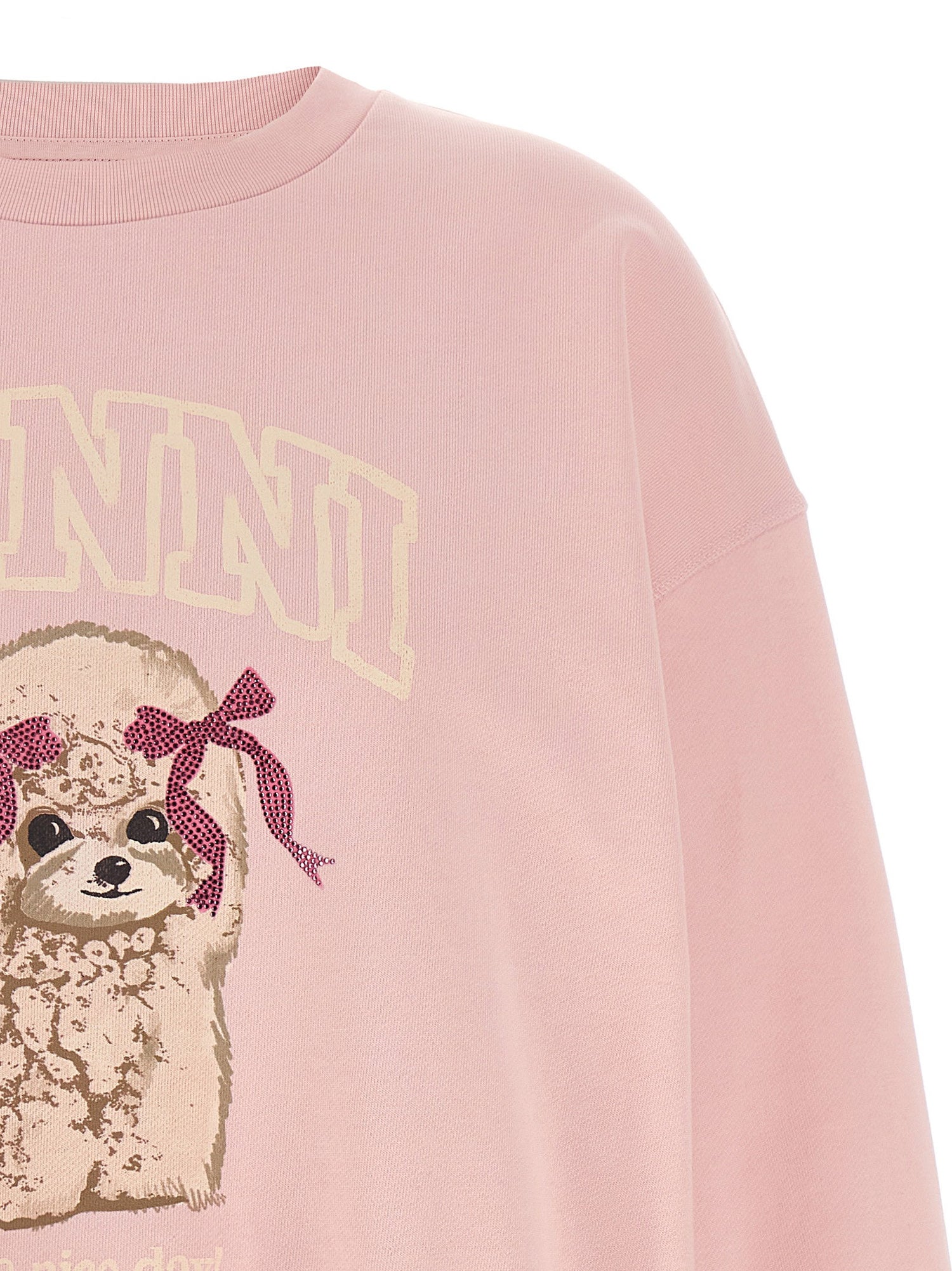 Ganni Front Print Sweatshirt Pink