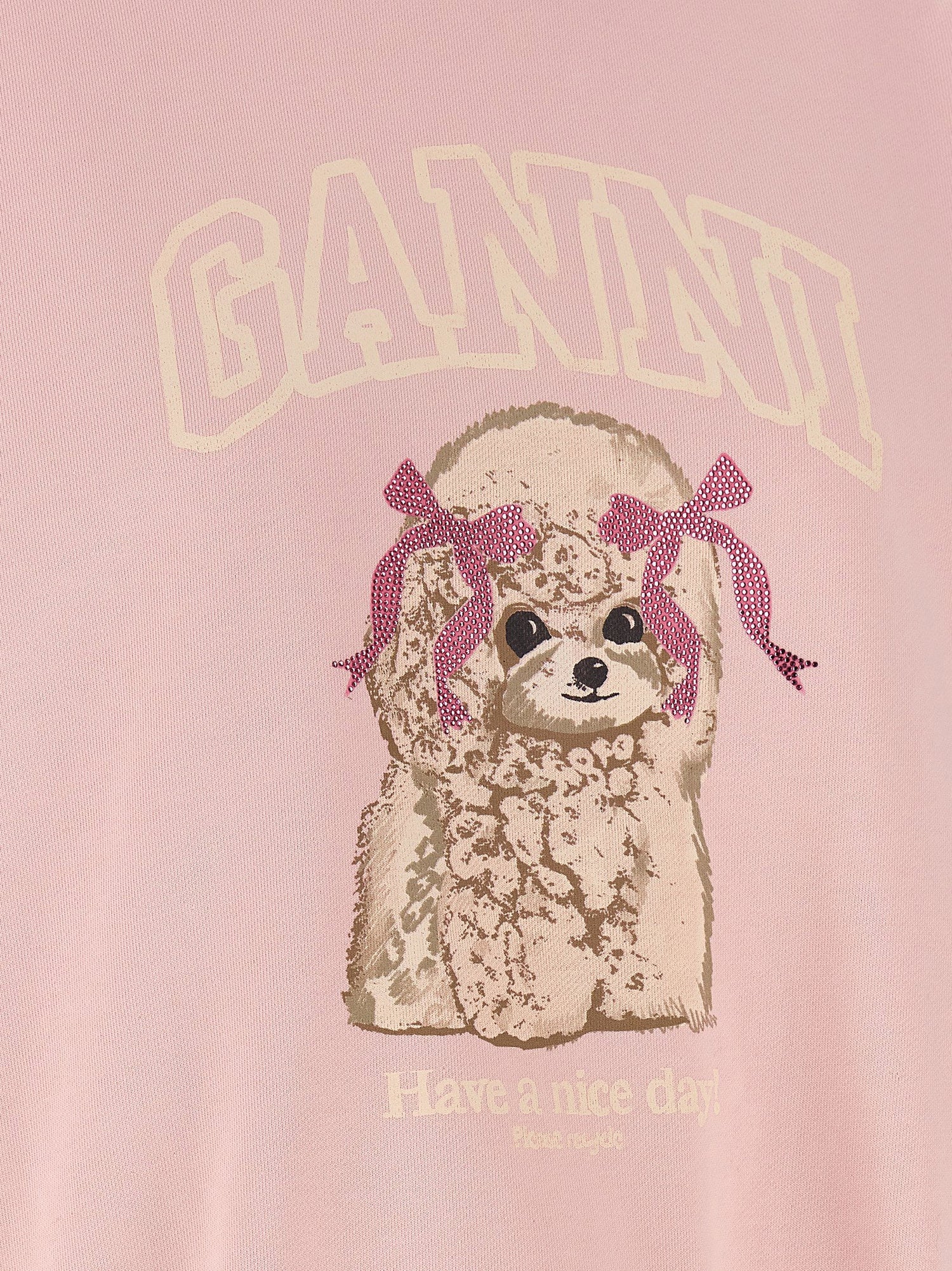 Ganni Front Print Sweatshirt Pink