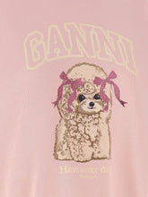 Ganni Front Print Sweatshirt Pink