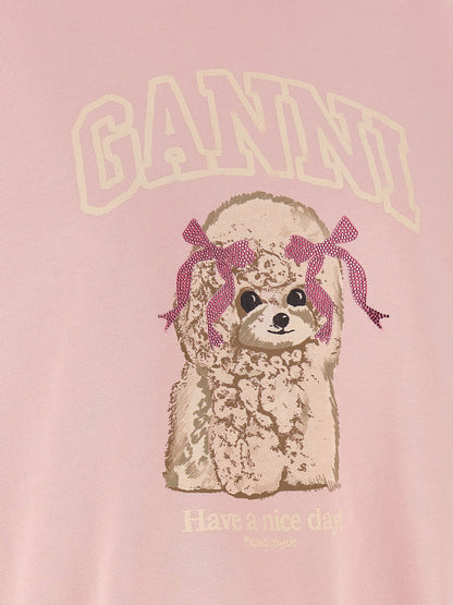 Ganni Front Print Sweatshirt Pink