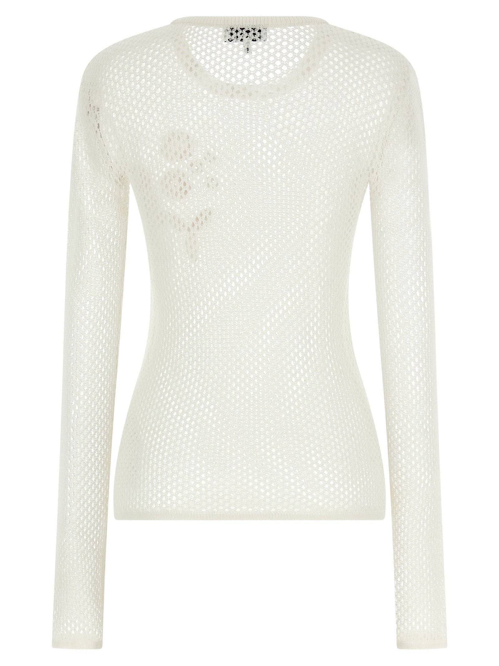 Ganni Pointelle Cotton Sweater White