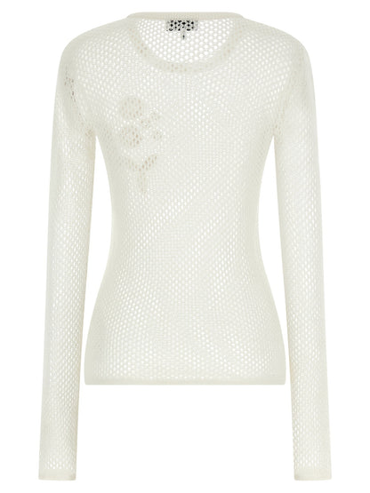 Ganni Pointelle Cotton Sweater White
