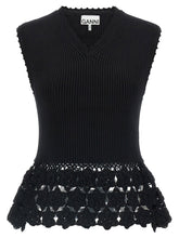 Ganni Cotton Crochet Vest Black