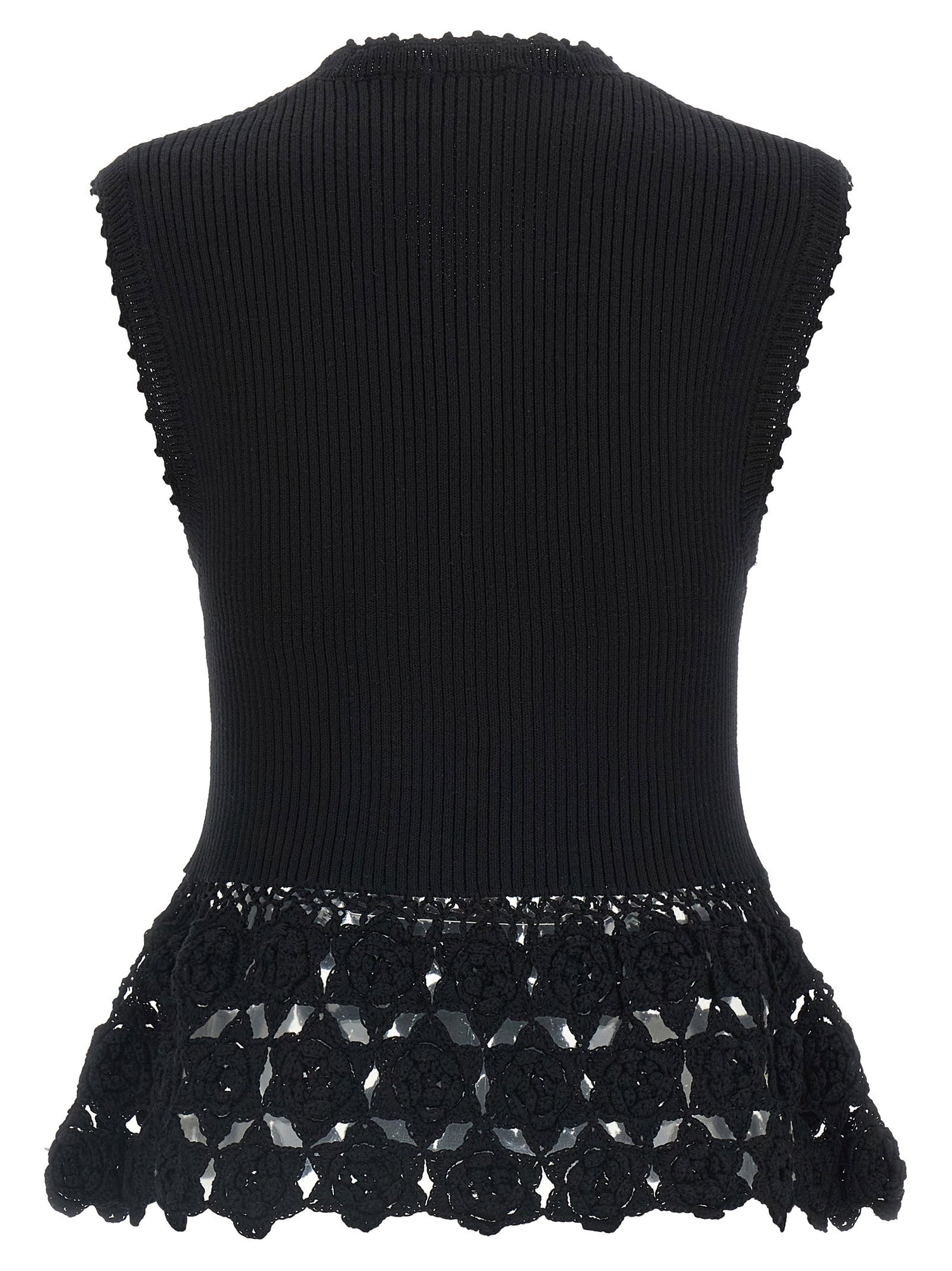 Ganni Cotton Crochet Vest Black