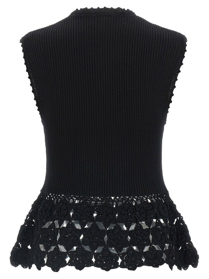Ganni Cotton Crochet Vest Black