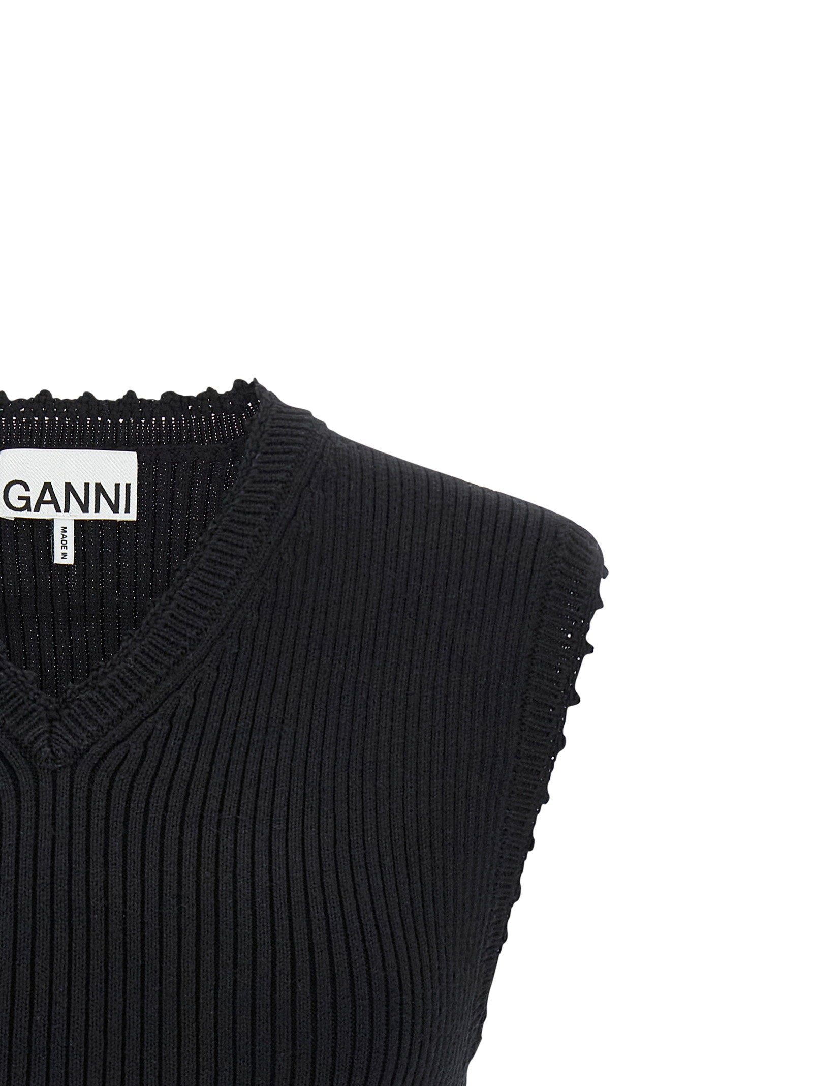 Ganni Cotton Crochet Vest Black