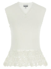 Ganni Cotton Crochet Vest White