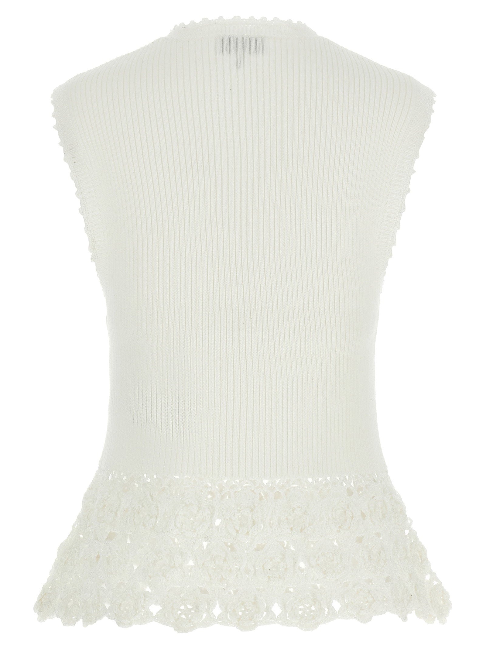 Ganni Cotton Crochet Vest White