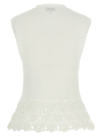 Ganni Cotton Crochet Vest White