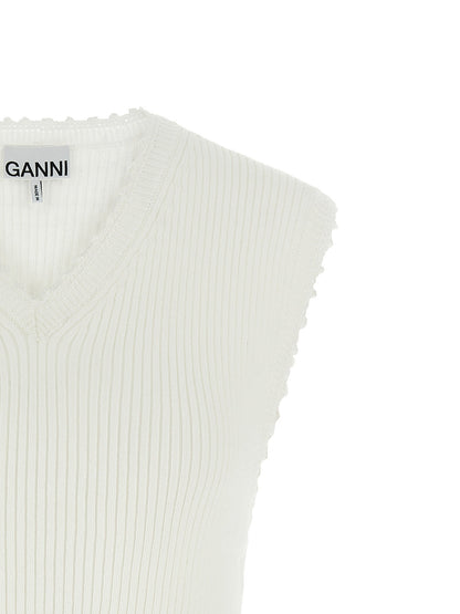 Ganni Cotton Crochet Vest White