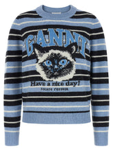 Ganni Graphic Wool Sweater Light blue