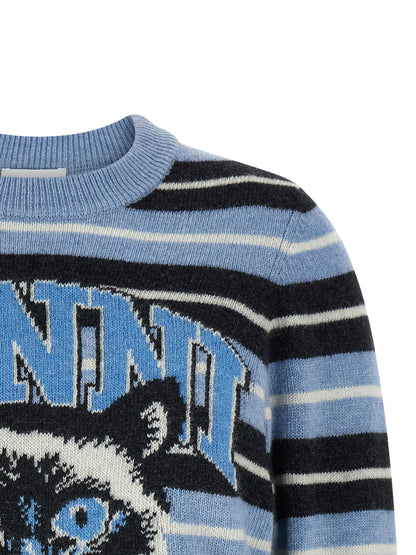 Ganni Graphic Wool Sweater Light blue