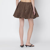 Ganni Gingham Flared Mini Skirt Brown
