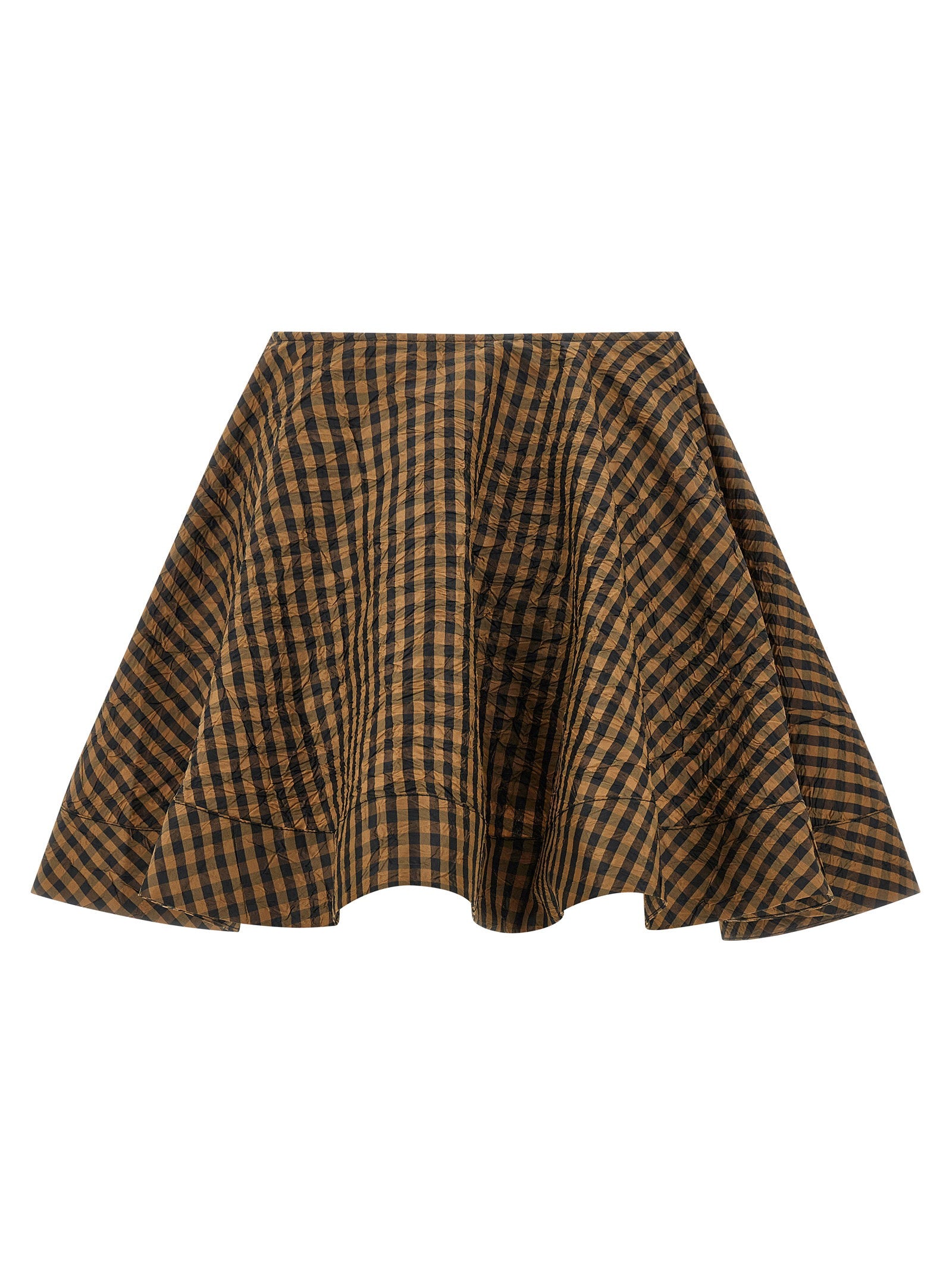 Ganni Crinckled Taffetà Skirt Brown