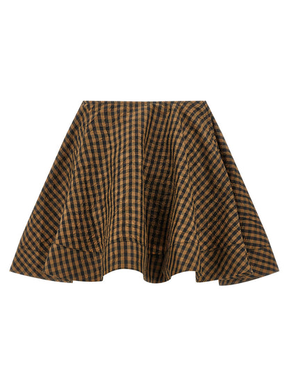 Ganni Crinckled Taffetà Skirt Brown