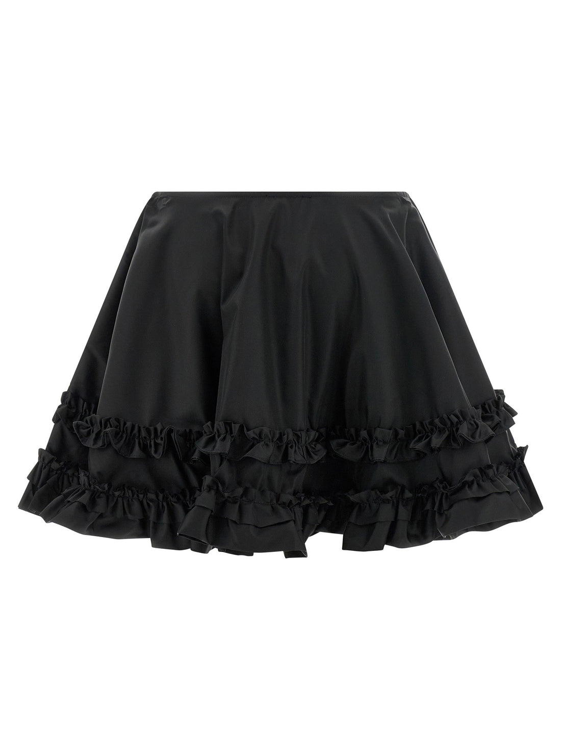 Ganni Duchesse Nylon Mini Frill Skirt Black  