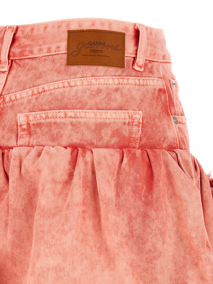 Ganni Denim Jeans Skirt Pink
