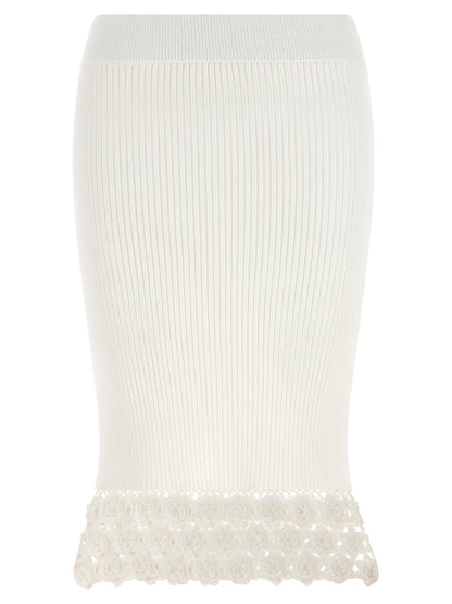 Ganni Cotton Crochet Skirt White