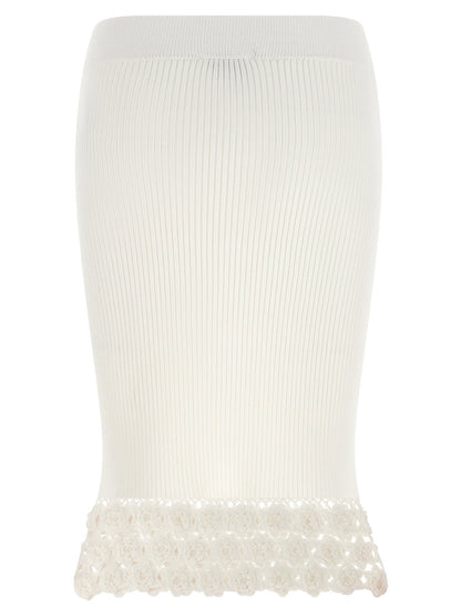 Ganni Cotton Crochet Skirt White