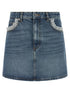 Ganni Denim And Lace Skirt Blue