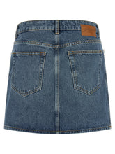 Ganni Denim And Lace Skirt Blue