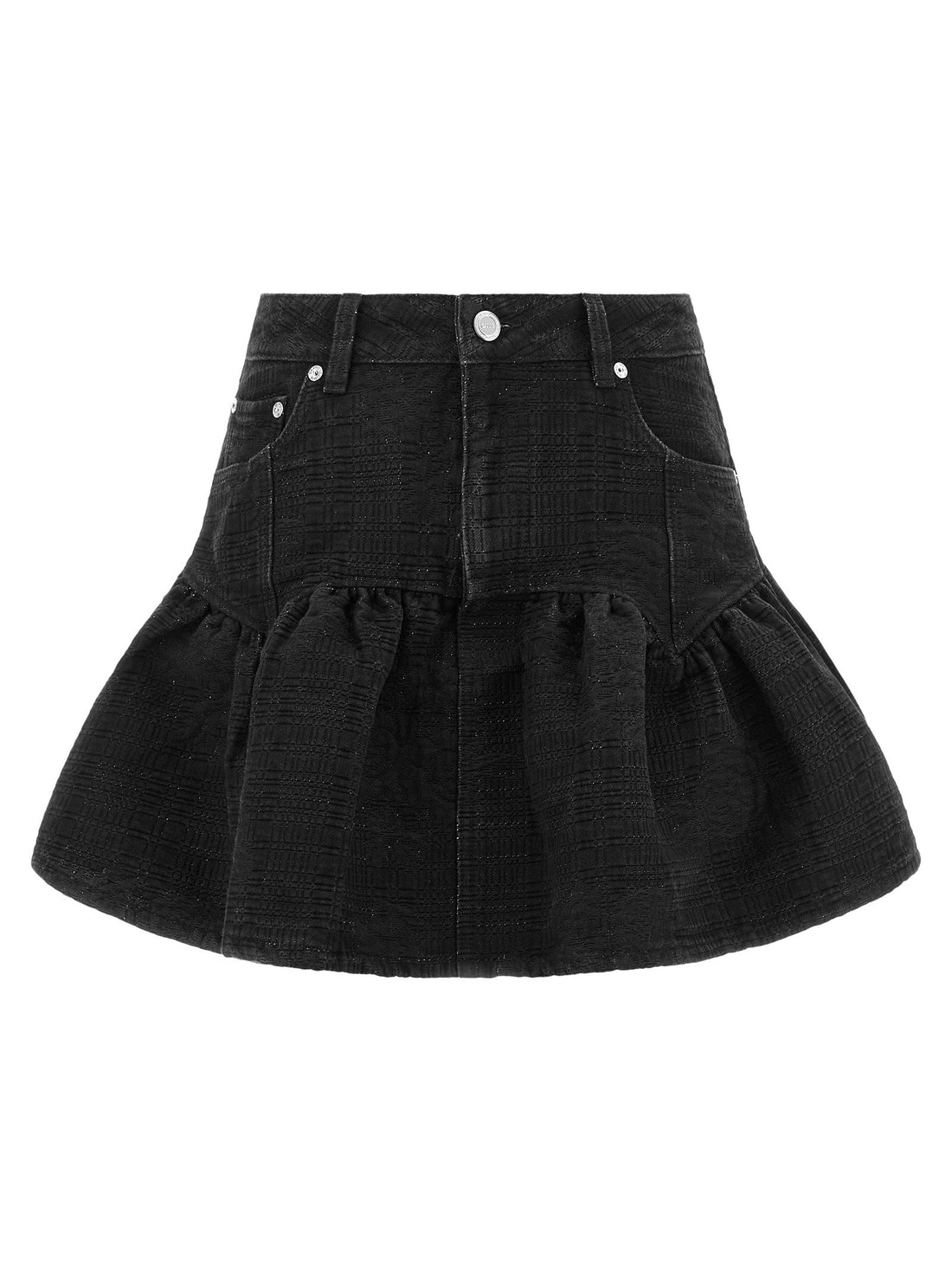 Ganni Lurex Denim Skirt Black  