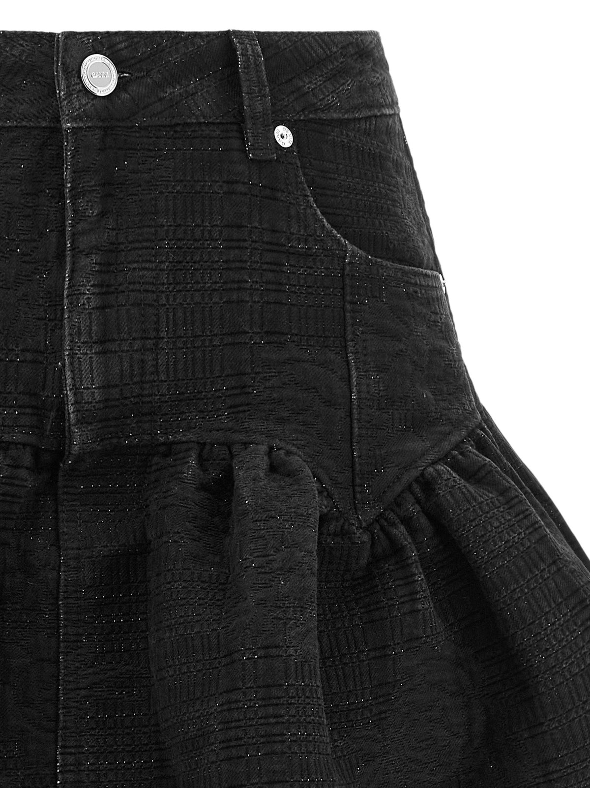 Ganni Lurex Denim Skirt Black  
